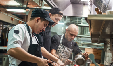 Team of chefs in a kitchen