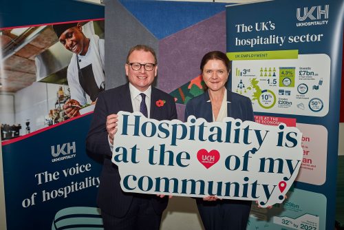Marcus Jones MP and UKHospitality Chief Executive Kate Nicholls