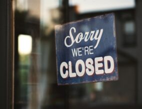 Closed sign in shop