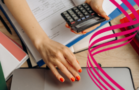 Calculator and laptop