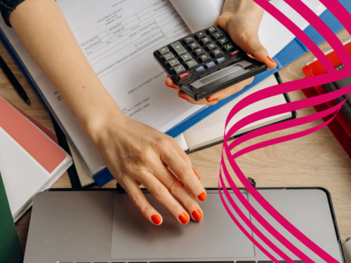Calculator and laptop