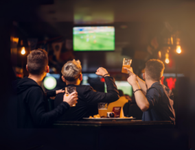 Football fans in the pub