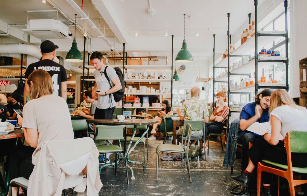 People sitting down in a cafe