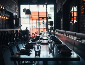 Empty seats and table at a restaurant